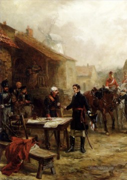  historische - Wellington und Blucher treffen sich vor der Schlacht von Wasserloo Robert Alexander Hillingford historische Kampfszenen